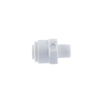 White Acetal Male Connector 1/4 x 1/4 NPTF
