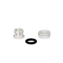 Tube OD Plastic Half Cartridge, 3/8, White Polypropylene Body, White Collet, EPDM O-Ring